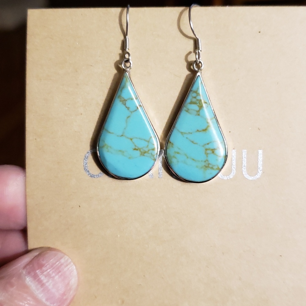 Turquoise drop earrings in sterling silver